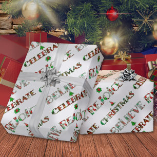 Papel De Presente Padrão de Natal Vermelho Verde Fofo
