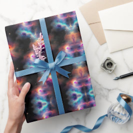Papel De Presente Padrão de Nebulosas Galácticas com Sinfonia Estela