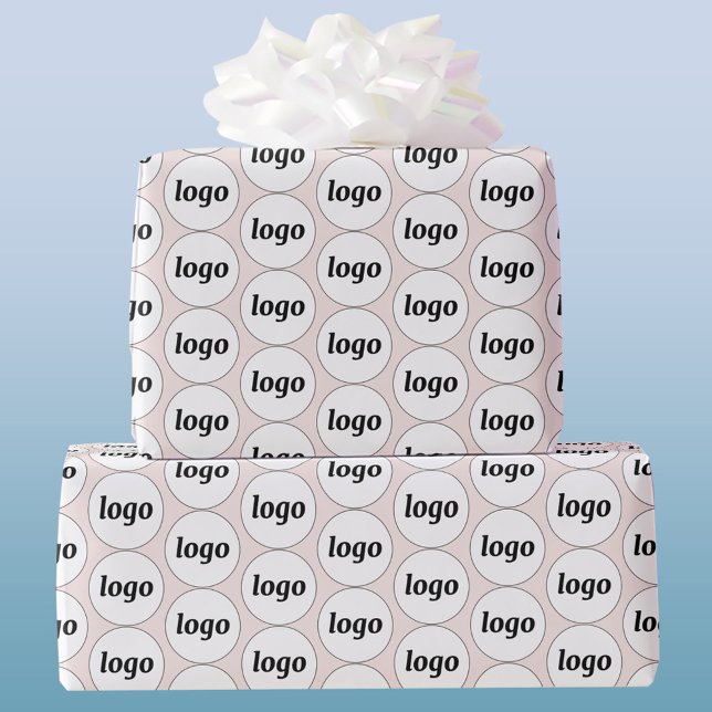 Papel De Presente Padrão de Negócios de Logo Simples Rosa Bege (Logo and text custom business promotional blush pink packaging wrapping paper)