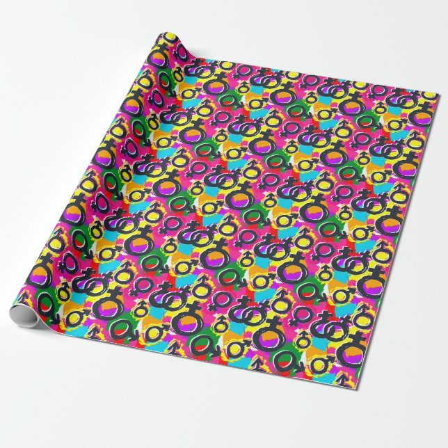 Papel De Presente Padrão de Neon de Gênero Orgulho gay (Desenrolado)