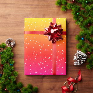 Papel De Presente Padrão de neve arco-íris moderno com pontos branco