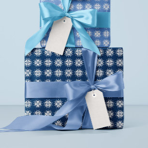 Papel De Presente Padrão de Neve do Sweater Nórdico Azul
