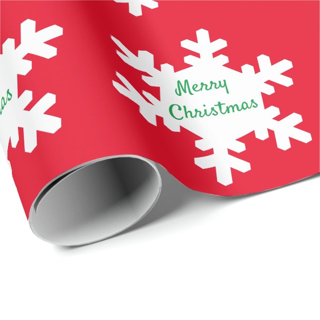 Papel De Presente Padrão de neve Vermelho Verde Branco Feliz Natal (Ponta do rolo)