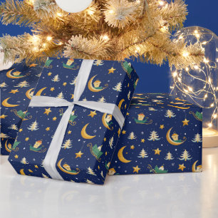 Papel De Presente Padrão de Noite de Natal Mágico