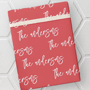 Papel De Presente Padrão de Nome da Sua Família Simples Moderno