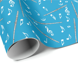 Papel De Presente Padrão de Nota de Música Flute