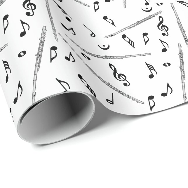 Papel De Presente Padrão de Nota de Música Flute (Ponta do rolo)
