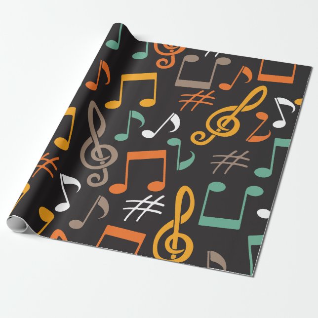 Papel De Presente padrão de nota musical (Desenrolado)