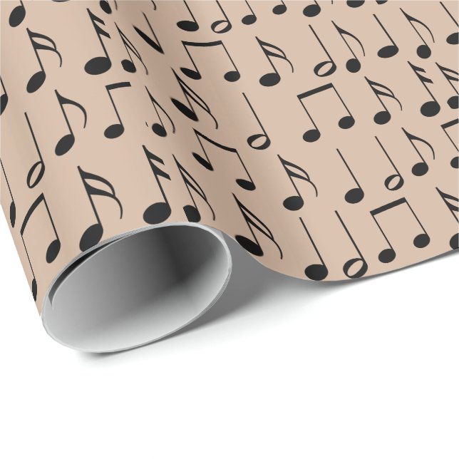 Papel De Presente Padrão de Notas de Música Preta (Ponta do rolo)
