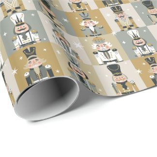 Papel De Presente Padrão de Nozes de Natal Retro