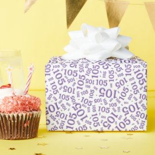 Papel De Presente Padrão de Número Aleatório Roxo/Branco de Aniversá