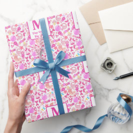 Papel De Presente Padrão de Nurserela de Bebê Cor-de-Rosa Bonita per