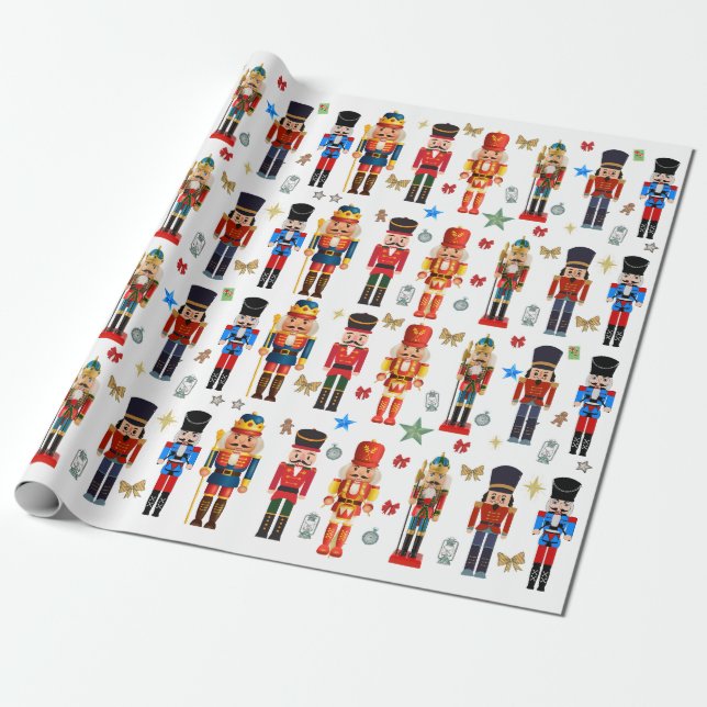 Papel De Presente padrão de Nutcracker fofo (Desenrolado)