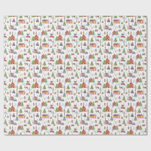 Papel De Presente Padrão de objetos de Natal de inverno em aquarela 
