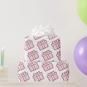 Papel De Presente Padrão de Oferta do Arco Vermelho Natal Branco