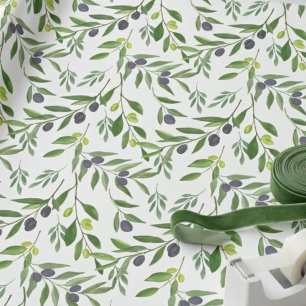 Papel De Presente Padrão de Oliva Country Francês 