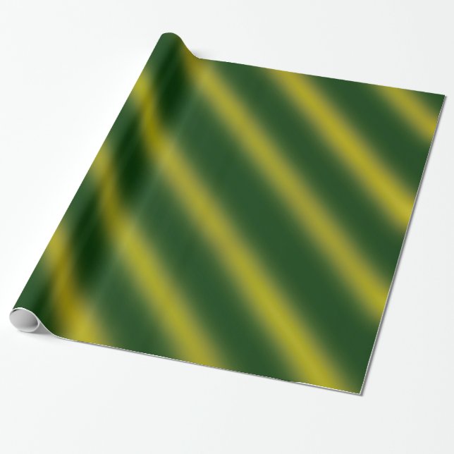 Papel De Presente Padrão de onda do tema natalino Dourado e verde (Desenrolado)