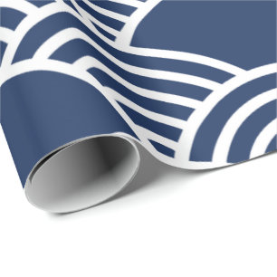 Papel De Presente Padrão de onda japonesa sem emendas com azul marin
