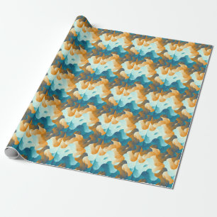 Papel De Presente Padrão de onda venenosa, azul e marrom.