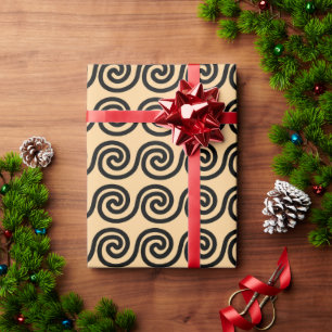 Papel De Presente Padrão de Ondas da Chave Meandro Grega Marrom
