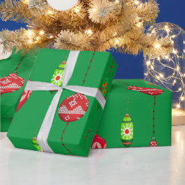 Papel De Presente Padrão de Ornamento de Estilo Retrô Natal
