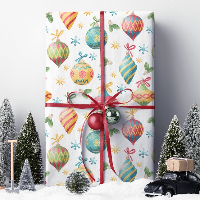 Papel De Presente Padrão de Ornamento de Natal em Aquarela (Criador carregado)