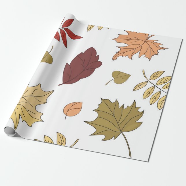 Papel De Presente Padrão de outono (Desenrolado)