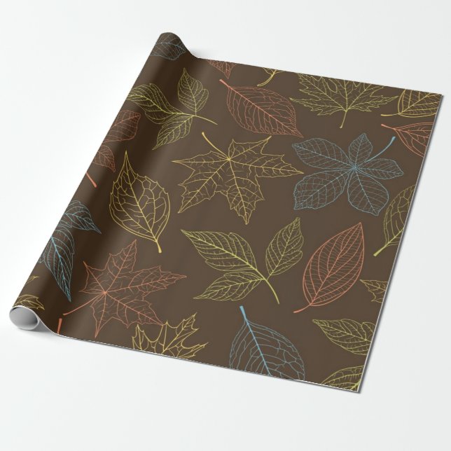 Papel De Presente Padrão de outono (Desenrolado)