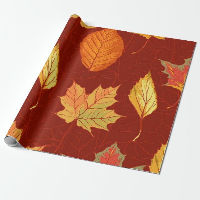 Papel De Presente Padrão de outono (Desenrolado)