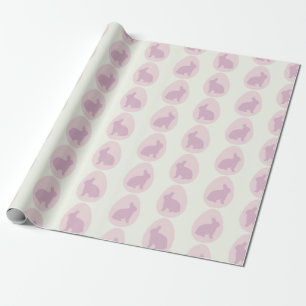 Papel De Presente Padrão de Ovo de Coelho Rosa e Lavanda