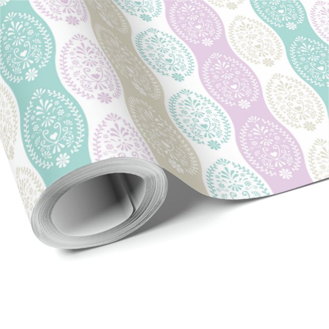 Papel De Presente Padrão de Ovo de Páscoa de Pastel - Design de Feri (Ponta do rolo)