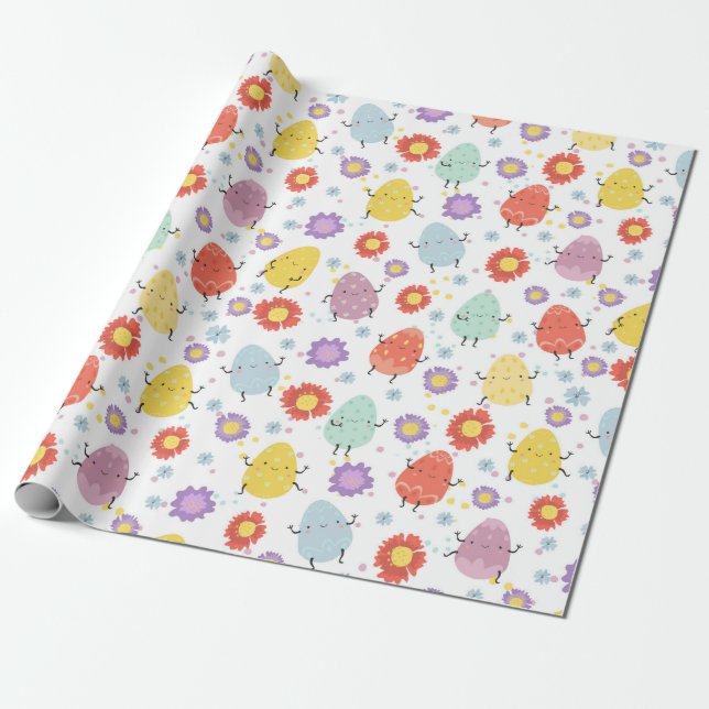 Papel De Presente Padrão de Ovos de Páscoa (Desenrolado)