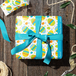 Papel De Presente Padrão de Ovos de Páscoa Colorida Bonito com Nome 