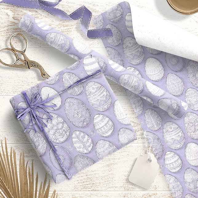 Papel De Presente Padrão de Ovos de Páscoa decorados, ID1096 violeta (Criador carregado)