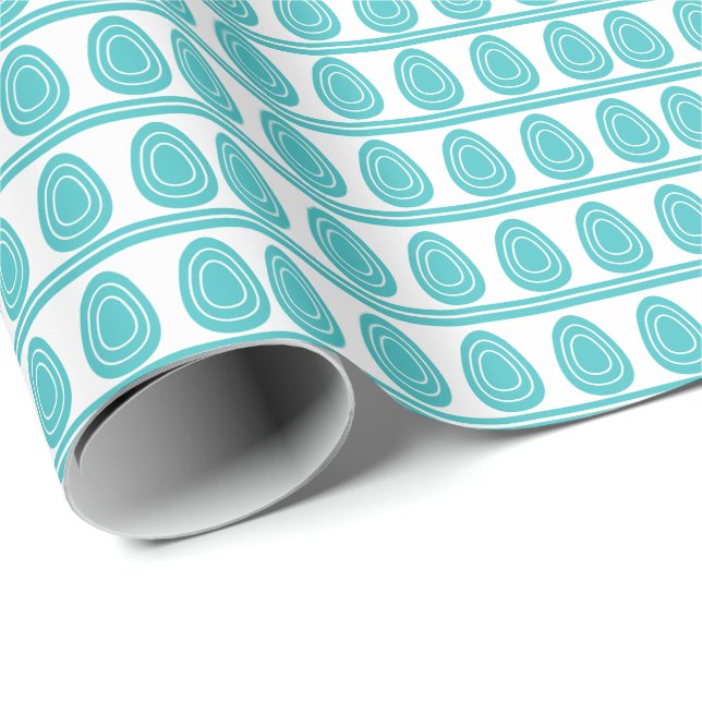 Papel De Presente Padrão de Ovos de Páscoa Felizes Azul Moderno (Ponta do rolo)