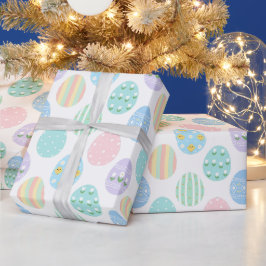 Papel De Presente Padrão de Ovos de Páscoa Pastel Adoráveis 