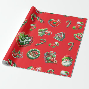 Papel De Presente Padrão de padeiro de biscoito de Natal