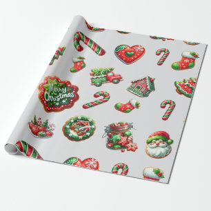 Papel De Presente Padrão de padeiro de biscoito de Natal