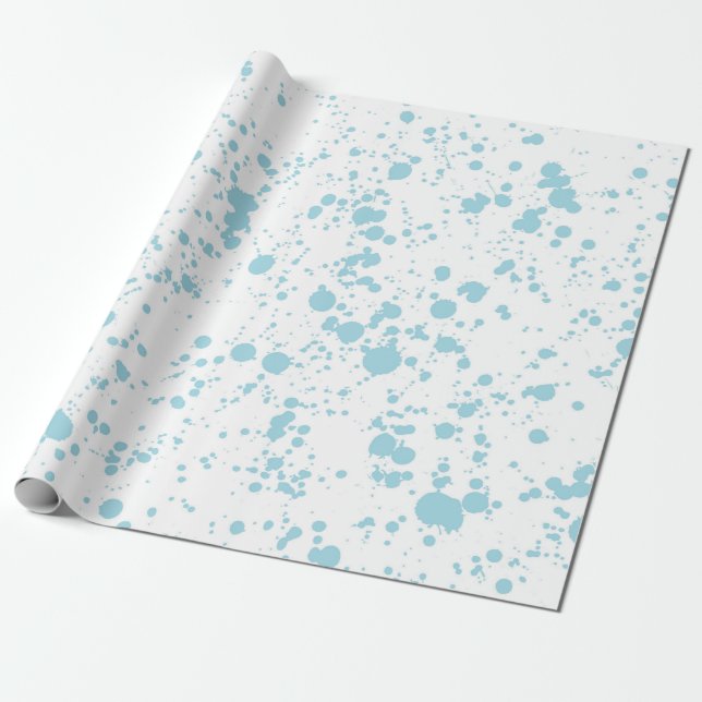 Papel De Presente Padrão de Paint Splatter Azul (Desenrolado)