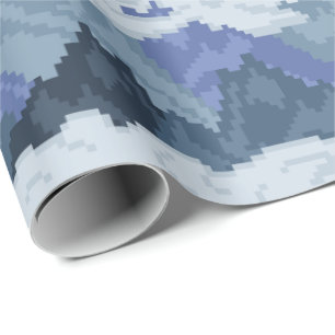Papel De Presente Padrão de Paisagem Montanhosa em Pixel Art