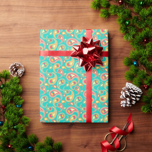 Papel De Presente Padrão de paisley colorido bonito (Presente de Natal)