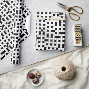 Papel De Presente Padrão de palavras cruzadas preto e branco retrô