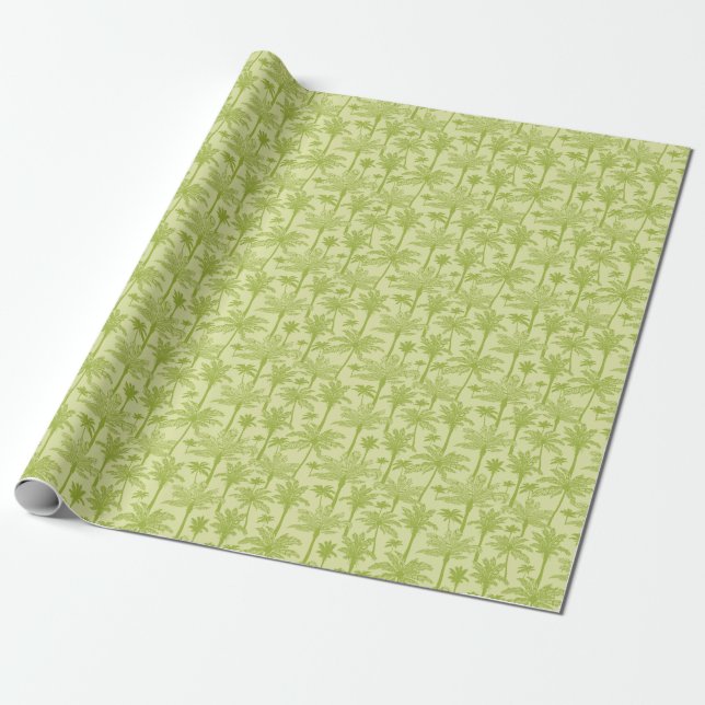 Papel De Presente Padrão de Palmeiras Verdes (Desenrolado)