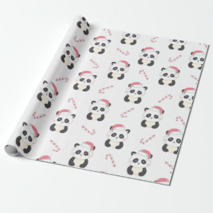 Papel De Presente Padrão de Panda de Natal