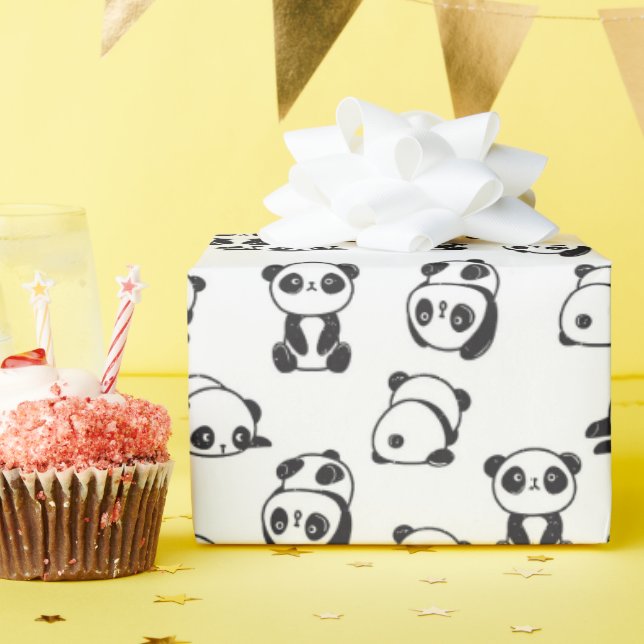 Papel De Presente Padrão de Pandas Cute (Festa de aniversário)