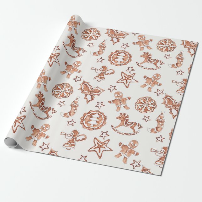 Papel De Presente Padrão de pão de Natal bonito (Desenrolado)