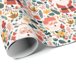 Papel De Presente Padrão de Papais noeis Festivos