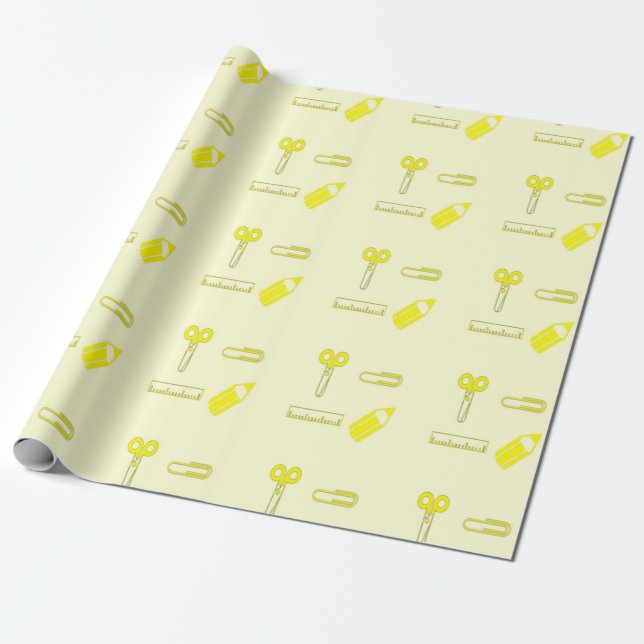 Papel De Presente Padrão de papelaria amarelo (Desenrolado)