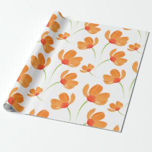 Papel De Presente Padrão de Papilas de Cor de Água Laranja