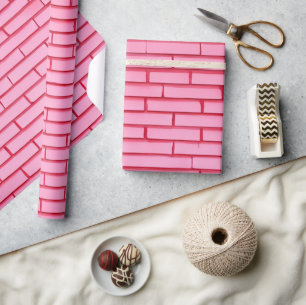 Papel De Presente Padrão de Parede Brick Rosa Moderno